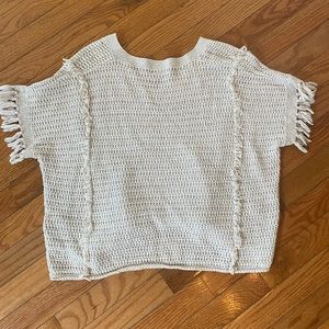 Madewell Short Sleeve Sweater Cardigan Small Top With Fringe
